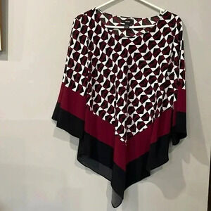 ALFANI Women Slippery Polyester Blouse 3/4 Wide Sleeve Geopattern Sz12